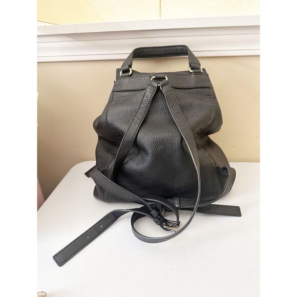 Michael Kors Backpack Riley Pebble Leather Drawstring Bag Black (35S8GRLB7L) - Picture 6 of 16